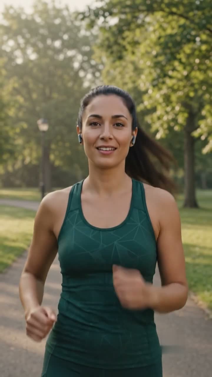 Renée, de hardloopcoach van OptiRunner, aan het hardlopen in het park